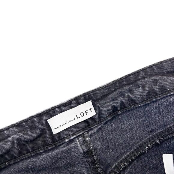 Loft Black The Curvy Straight Crop Raw Hem Jeans Sz 28 - Picture 2 of 4